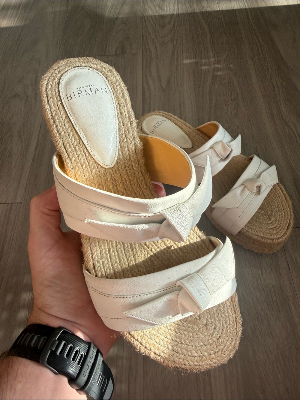 Alexandre Birman White Leather Espadrille Platform Slide Sandals Size 39.5 - Picture 3 of 7
